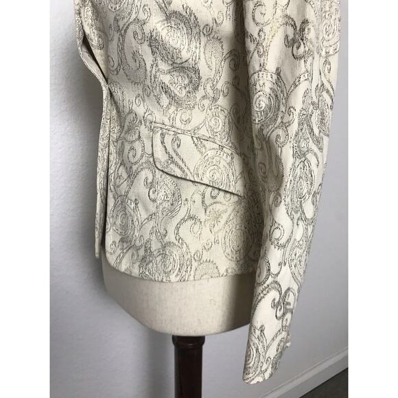 Bebe Jacket Blazer Single Breast Print Metallic Lined - Picture 6 of 11